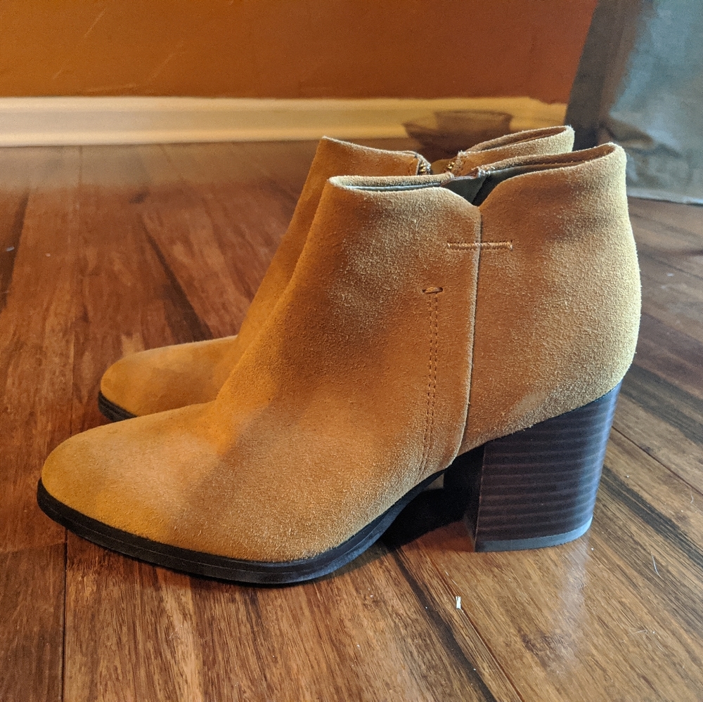 Tan leather booties